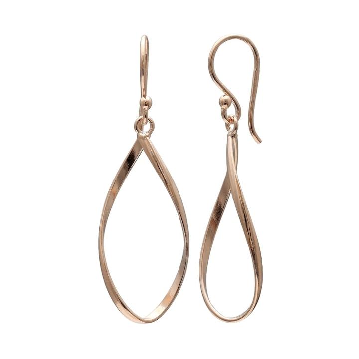 Primrose 14k Rose Gold Over Silver Twist Teardrop Earrings, Women's, Pink