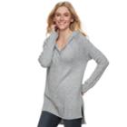 Women's Sonoma Goods For Life&trade; Cable Knit Hooded Sweater, Size: Xxl, Dark Grey