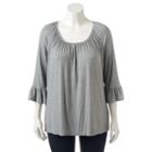 Plus Size Croft & Barrow&reg; Bell Sleeve Peasant Top, Women's, Size: 2xl, Grey Other