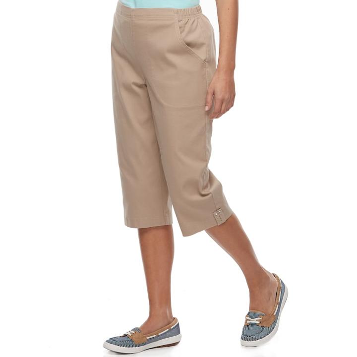 Petite Croft & Barrow&reg; Embellished-hem Capris, Women's, Size: 16 Petite, Med Beige