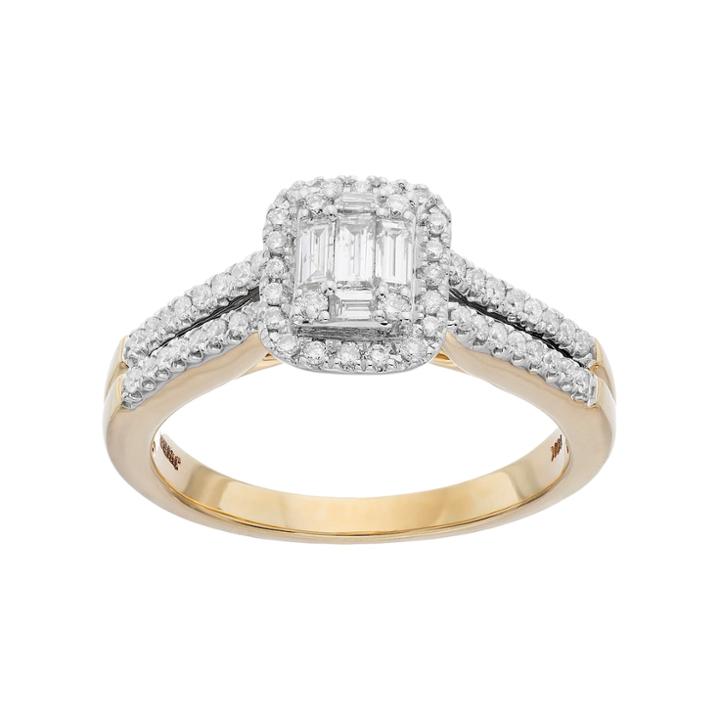 Lovemark 10k Gold 1/2 Carat T.w. Diamond Halo Engagement Ring, Women's, Size: 7, White