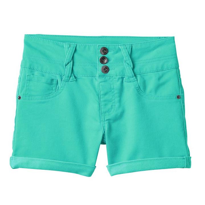 Girls Plus Size So&reg; Braided Belt Loop High-waist Shorts, Girl's, Size: 14 1/2, Turquoise/blue (turq/aqua)