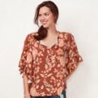 Women's Lc Lauren Conrad Print Flounce Sleeve Top, Size: Large, Lt Purple