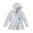 Baby Girl Jumping Beans&reg; Flower Peplum Zip-up Hoodie, Size: 9 Months, Light Grey