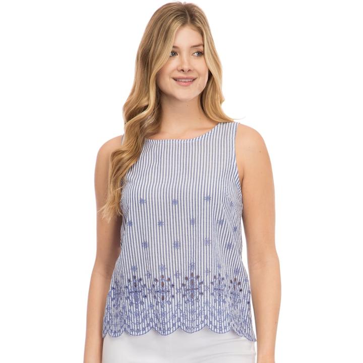 Women's Izod Eyelet Embroidered Tank, Size: Small, Blue