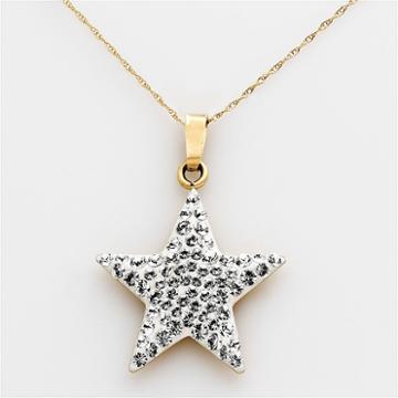 Gold 'n' Ice 14k Gold Crystal Star Pendant - Made With Swarovski Crystals, Women's, White