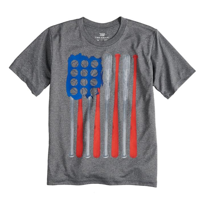Boys 8-20 Tek Gear&reg; American Flag Baseball Tee, Size: Medium, Grey