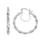 Chrystina Crystal Silver-plated Twist Hoop Earrings, Women's, White