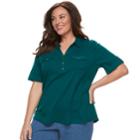 Plus Size Croft & Barrow&reg; 2-pocket Henley Polo, Women's, Size: 2xl, Dark Blue