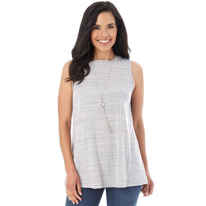 Women's Ab Studio Textured Knit Swing Tank Top, Size: Regular, Light Grey
