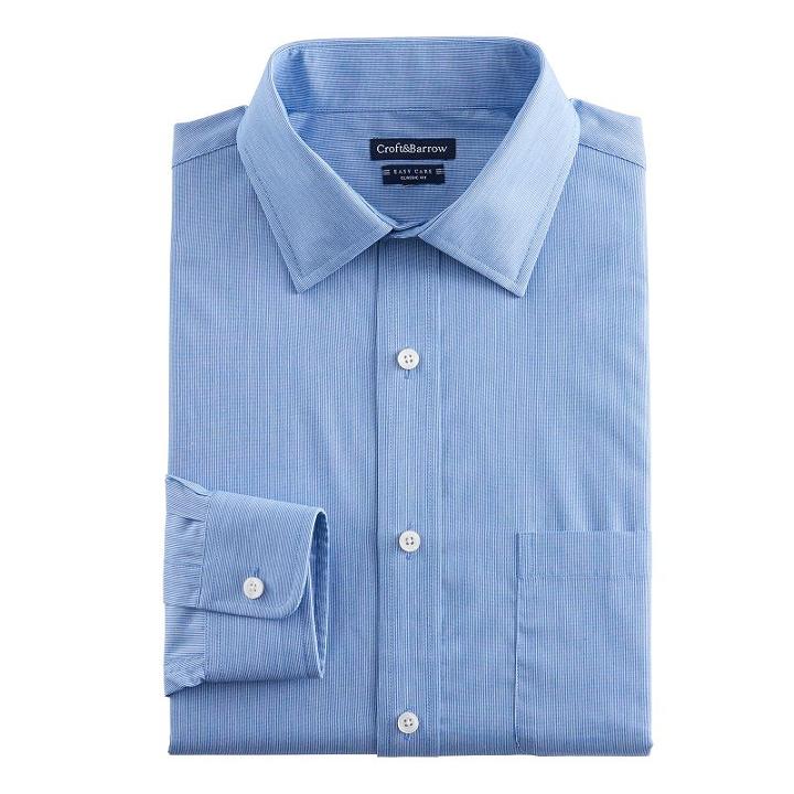 Men's Croft & Barrow&reg; Regular-fit Checked Easy-care Spread-collar Dress Shirt, Size: 17.5-32/33, Blue (navy)
