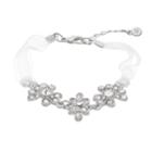 Lc Lauren Conrad Simulated Crystal & White Ribbon Bracelet, Women's, Silver