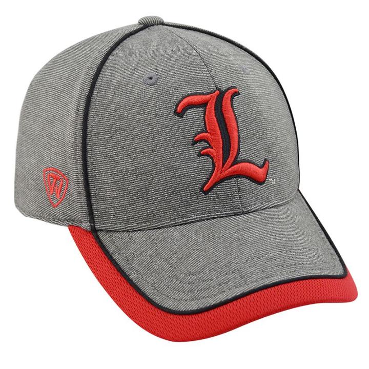 Top Of The World, Adult Louisville Cardinals Memory Fit Cap, Med Grey