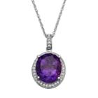Amethyst & Lab-created White Sapphire Sterling Silver Oval Halo Pendant Necklace, Women's, Purple
