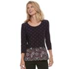 Petite Croft & Barrow&reg; Printed Top, Women's, Size: L Petite, Med Purple