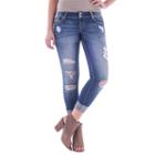 Juniors' Amethyst Ripped Crop Skinny Jeans, Girl's, Size: 7, Dark Blue