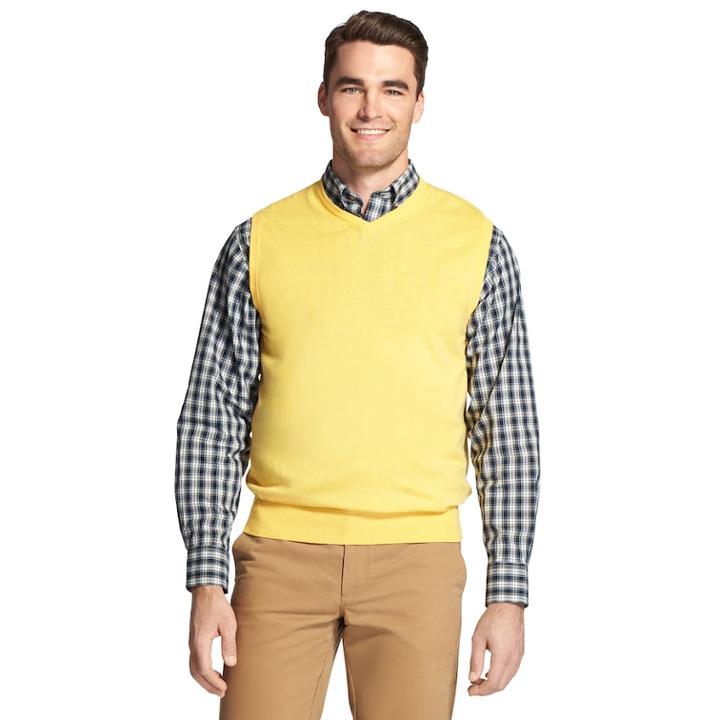 Men's Izod Premium Essentials Classic-fit Wool-blend Sweater Vest, Size: Medium, Med Yellow