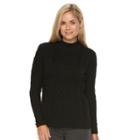 Petite Croft & Barrow&reg; Cable-knit Mockneck Sweater, Women's, Size: S Petite, Black