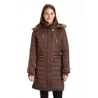 Women's Excelled Long Hooded Puffer Jacket, Size: Medium, Brown