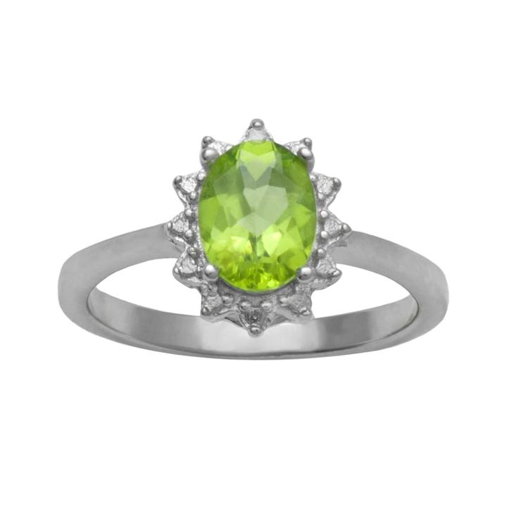 Sterling Silver Peridot Diamond Accent Ring, Women's, Size: 8, Green