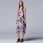 Petite Simply Vera Vera Wang Print Handkerchief Tank Dress, Women's, Size: Xl Petite, White