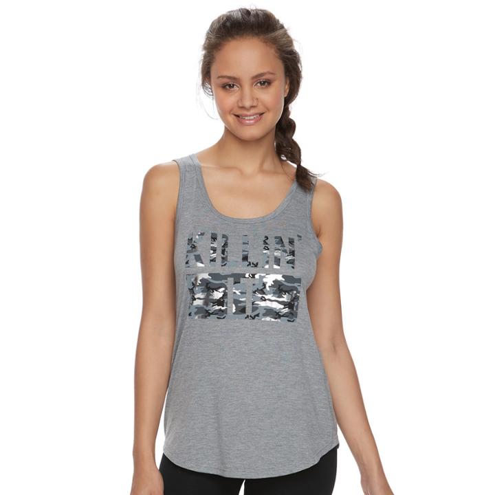Juniors' So&reg; Active Racerback Graphic Tank, Teens, Size: Xs, Med Grey