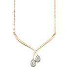 14k Gold Over Silver 1/10 Carat T.w. Diamond Double Teardrop Necklace, Women's, Size: 18, White