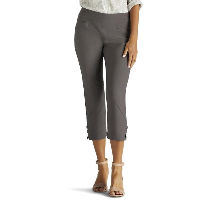 Women's Lee Elena Twill Pull-on Capris, Size: 10 Avg/reg, Dark Grey