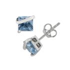 Lab-created Aquamarine Sterling Silver Stud Earrings, Women's, Blue