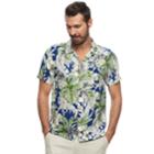 Men's Caribbean Joe Classic-fit Convertible-collar Tropical Button-down Shirt, Size: Xxl, Blue
