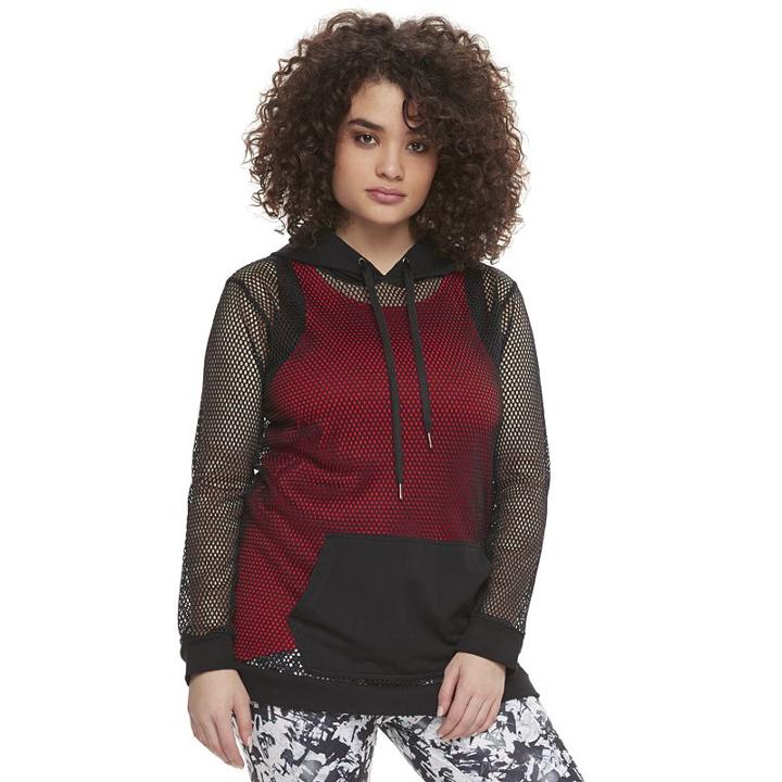 Madden Nyc Juniors' Plus Size Sheer Mesh Hoodie, Girl's, Size: 2xl, Oxford