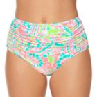 Women's Aqua Couture Paisley High-waisted Bikini Bottoms, Size: Small, Light Red