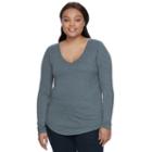 Juniors' Plus Size So&reg; V-neck Long Sleeve Tee, Teens, Size: 2xl, Grey (charcoal)