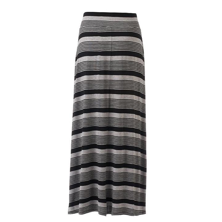 Women's Studio 253 Striped Maxi Skirt, Size: Small, Light Grey