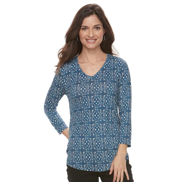 Women's Croft & Barrow&reg; Patterned Tee, Size: Xl, Blue