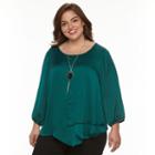 Plus Size Ab Studio Yoryu Necklace Top, Women's, Size: 2xl, Brt Green