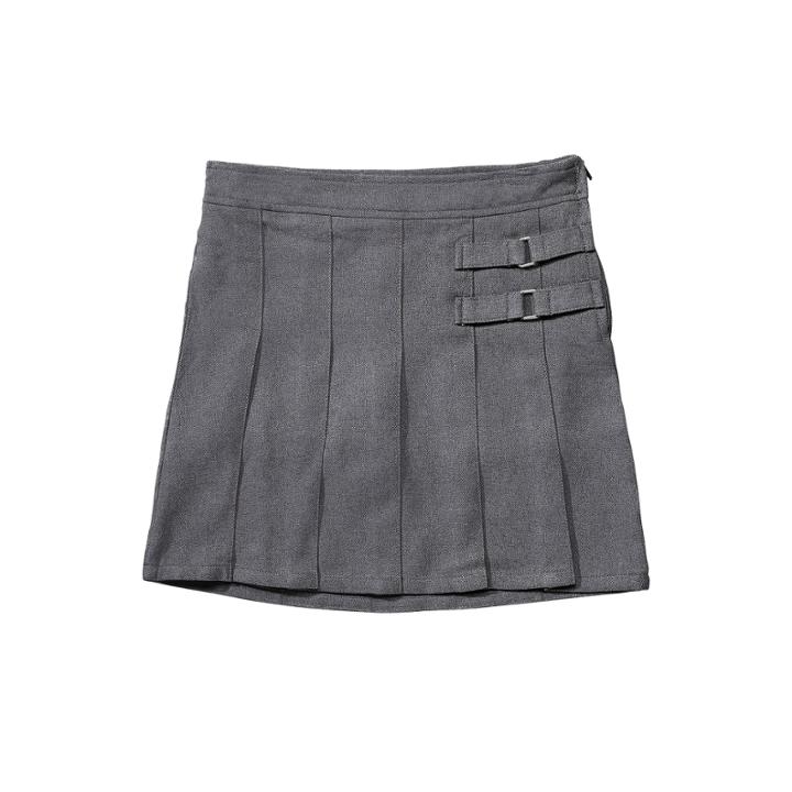Girls 4-20 & Plus Size French Toast School Uniform 2-buckle Solid Skort, Girl's, Size: 20, Light Grey