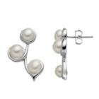 Sterling Silver Freshwater Cultured Pearl Filigree Drop Earrings, Women's, White