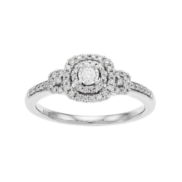 Everlasting Diamonds 10k White Gold 1/4 Carat T.w. Diamond Square 3-stone Ring, Women's, Size: 6