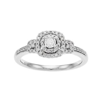 Everlasting Diamonds 10k White Gold 1/4 Carat T.w. Diamond Square 3-stone Ring, Women's, Size: 6