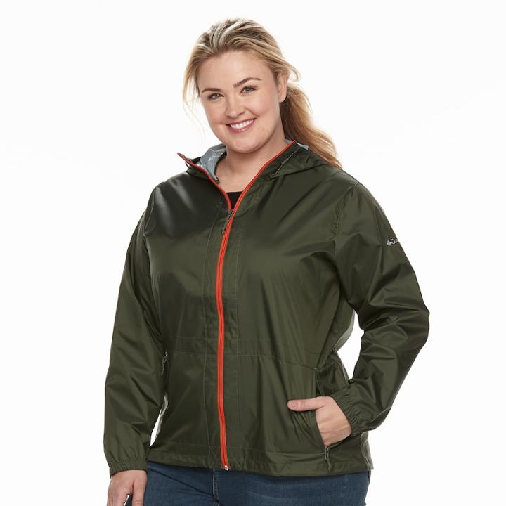 Plus Size Columbia Rain To Fame Hooded Rain Jacket, Women's, Size: 3xl, Green