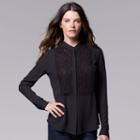 Women's Simply Vera Vera Wang Lace Blouse, Size: Xl, Black