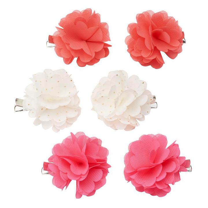 Girls 4-16 6-pk. Glitter Flower Hair Clips, Med Red