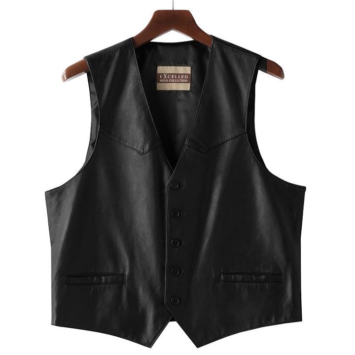 Big & Tall Excelled Button-front Leather Vest, Men's, Size: 2xl, Black