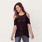 Women's Lc Lauren Conrad Eyelet Cold-shoulder Sweater, Size: Medium, Oxford
