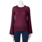 Juniors' Pink Republic Lace-up Side Sweater, Teens, Size: Large, Brt Red