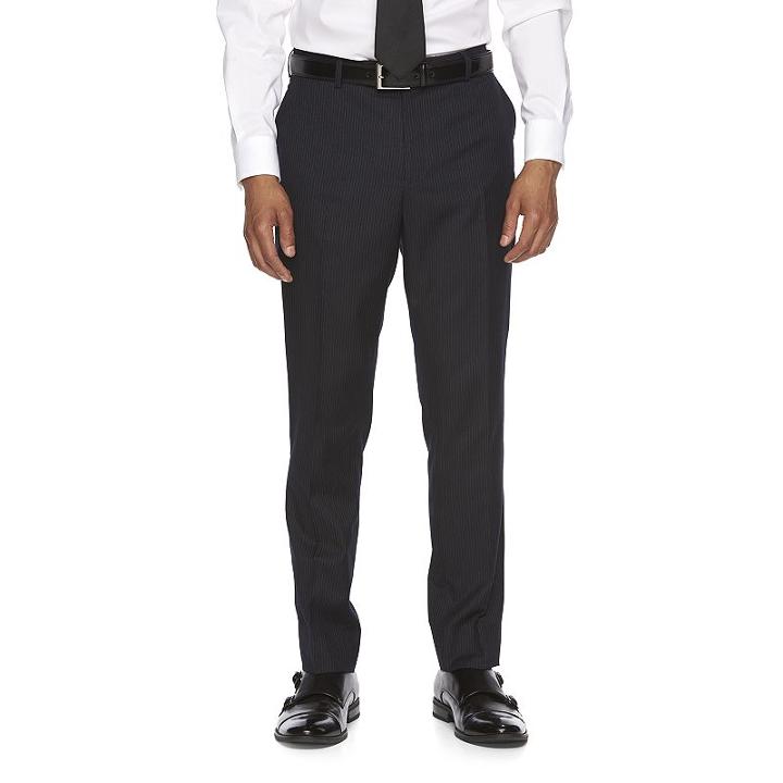 Men's Wd. Ny Slim-fit Navy (blue) Pinstripe Flat-front Suit Pants, Size: 29x32