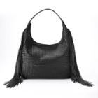 Sonoma Goods For Life&trade; Amelia Basket Weave & Long Fringe Slouchy Hobo, Women's, Grey (charcoal)