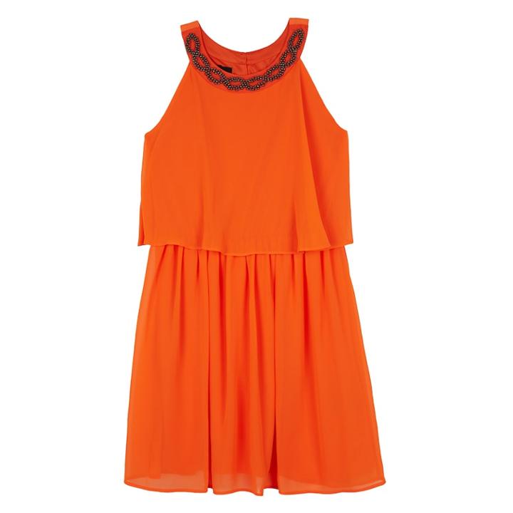 Girls 7-16 Iz Amy Byer Chiffon Applique Popover Dress, Size: 14, Orange
