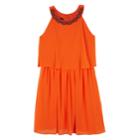 Girls 7-16 Iz Amy Byer Chiffon Applique Popover Dress, Size: 14, Orange